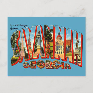 Vintage Grüße von Savannah Travel Postcard Postkarte
