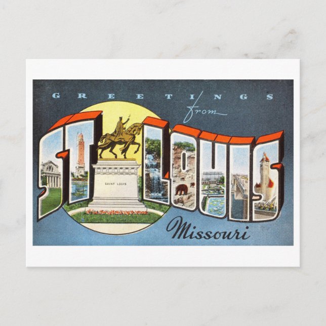 Vintage Grüße von St. Louis, Missouri Postkarte (Vorderseite)