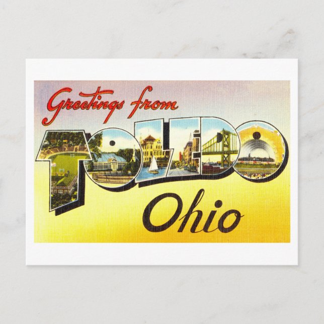Vintage Grüße von Toledo, Ohio Postkarte (Vorderseite)