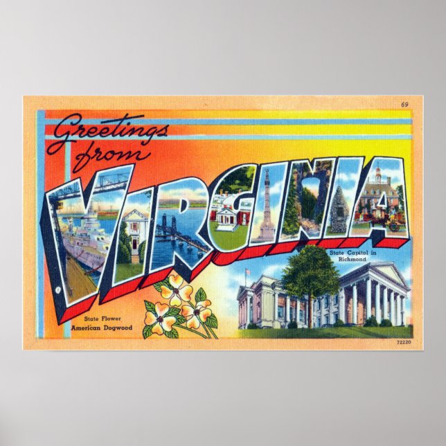 Vintage Grüße von Virginia Travel Poster (Vorne)