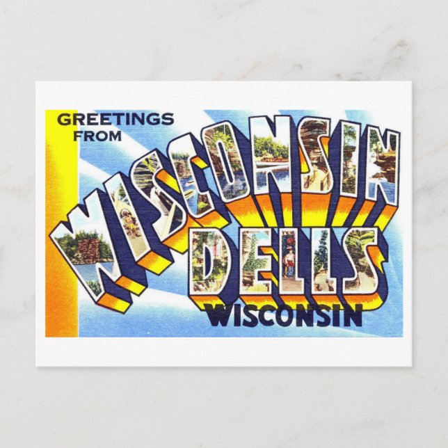Vintage Grüße von Wisconsin Dells Postkarte (Vorderseite)