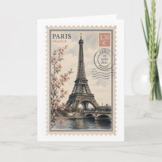 Vintage Grußkarte Eiffelturm Paris Karte
