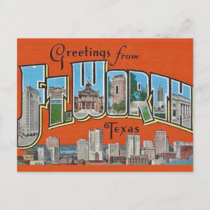 Vintage-Grußkarte Fort Worth TX  Postkarte