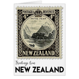 Vintage Grußkarte für Neuseeland Briefmarke