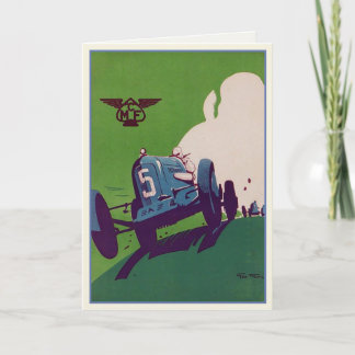 Vintage Grußkarte mit Altwagen Karte