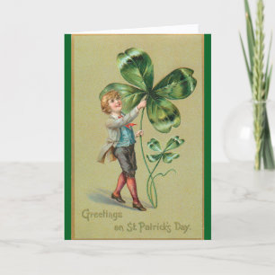 Vintage Grußkarte mit Shamrocks für den St. Patric Karte