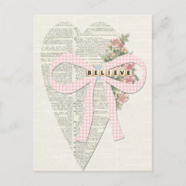 Vintage Grußkarte, romantisches Herz Feiertagspostkarte