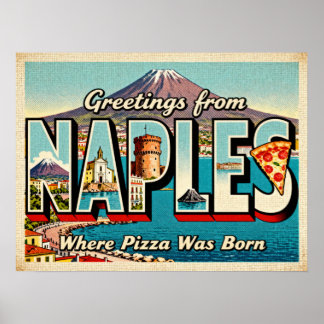Vintage Grußkarten aus Neapel Poster