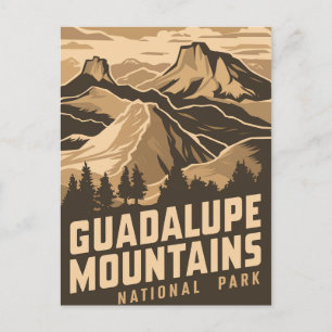 Vintage Guadalupe Mountains Nationalpark Feiertagspostkarte