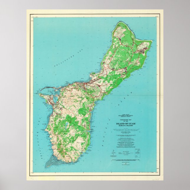 Vintage Guam Map (1965) Poster (Vorne)