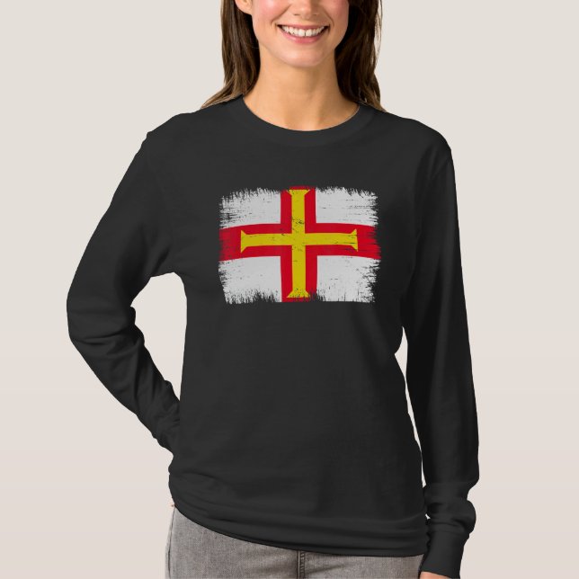 Vintage Guernsey Flag Channel Island Independence  T-Shirt (Vorderseite)