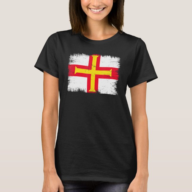 Vintage Guernsey Flag Channel Island Independence  T-Shirt (Vorderseite)