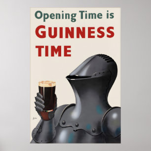 Vintage Guinness Knight Poster Druck, Irisches Bie