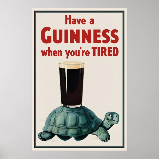 Vintage Guinness Turtle Poster Druck, Irisches Bie (Vorne)