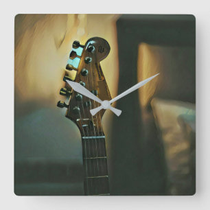 Vintage guitar gifts quadratische wanduhr