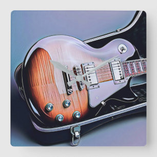 Vintage guitarist birthday gift quadratische wanduhr