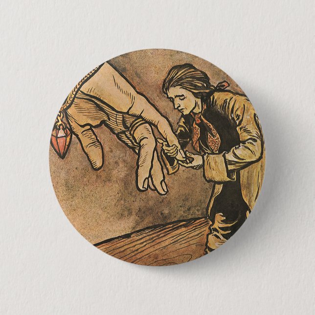 Vintage Gullivers Reisen von Arthur Rackham Button (Vorderseite)
