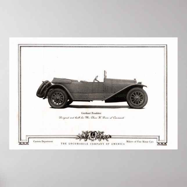 Vintage Gunboat Roadster Automobile Ad von 1919 Poster (Vorne)