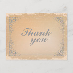 Vintage Gunmetall-Schriftrolle bedankt Postkarte