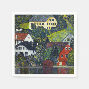 Vintage Gustav Klimt Häuser Unterach Attersee Kuns Serviette