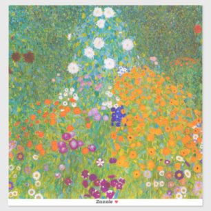 Vintage-Gustav-Klimt-Häuslicher-Garten-Blumenkunst Aufkleber
