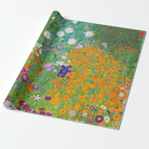 Vintage-Gustav-Klimt-Häuslicher-Garten-Blumenkunst Geschenkpapier
