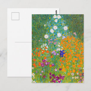 Vintage-Gustav-Klimt-Häuslicher-Garten-Blumenkunst Postkarte