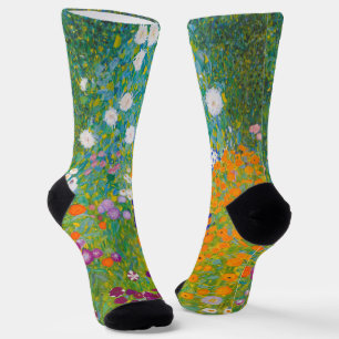 Vintage-Gustav-Klimt-Häuslicher-Garten-Blumenkunst Socken