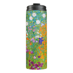 Vintage-Gustav-Klimt-Häuslicher-Garten-Blumenkunst Thermosbecher