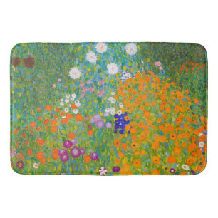 Vintage-Gustav-Klimt-Landhausgarten-Blumenkunst Badematte