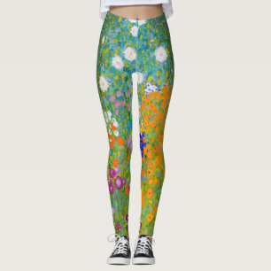 Vintage-Gustav-Klimt-Landhausgarten-Blumenkunst Leggings