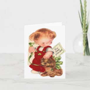 Vintage Guter Kleiner Junge Weihnachtskarte Karte