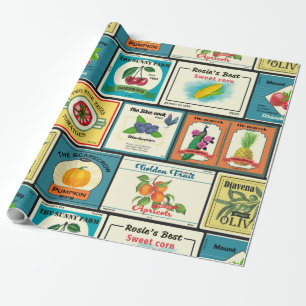 Vintage Gütesiegel in Dosen Geschenkpapier