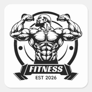 Vintage Gym Fitness jetzt schwitzen, später glän Quadratischer Aufkleber