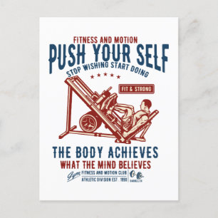 Vintage Gym-Fitness Motivation Postkarte