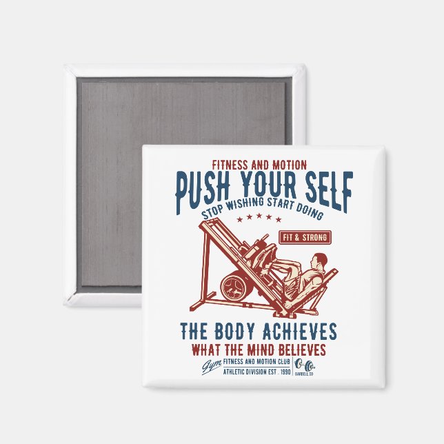 Vintage Gym-Fitness Motivation Postkarte Magnet (Vorderseite/Rückseite)