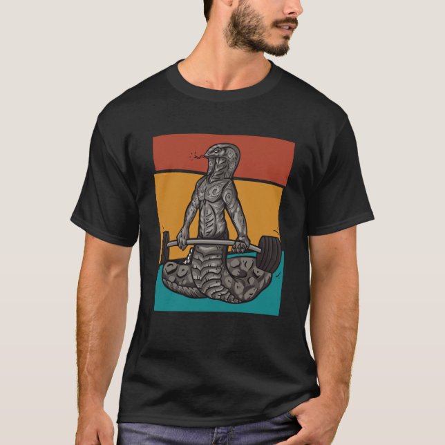 Vintage Gym Weightlifting Snake T-Shirt (Vorderseite)