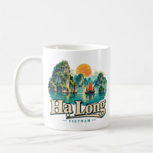 Vintage Hạ Long Vietnam Reise Kunst Landmarke Kaffeetasse