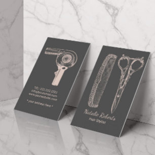 Vintage Haarstickerei & Comb Pink & Grau Visitenkarte