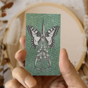 Vintage Haarstühle Antiquitätenschere & Schmetterl Visitenkarte