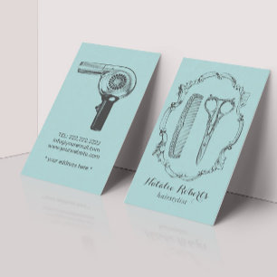 Vintage Haarstümpfe und Kamm Elegant Aquamarin Visitenkarte