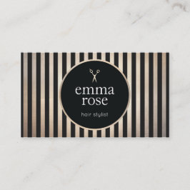 Vintage Haarstylistin Gold Schwarze Streifen Scher Visitenkarte
