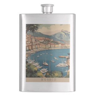 Vintage-Hafen von Monaco Reise Szene Benutzerdefin Flachmann
