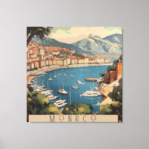 Vintage-Hafen von Monaco Reise Szene Benutzerdefin Leinwanddruck