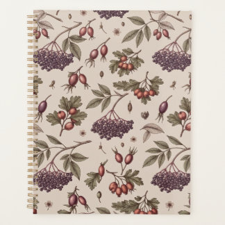 Vintage-Hagebutten- und Holunderblüten-Botanik-Not Planer