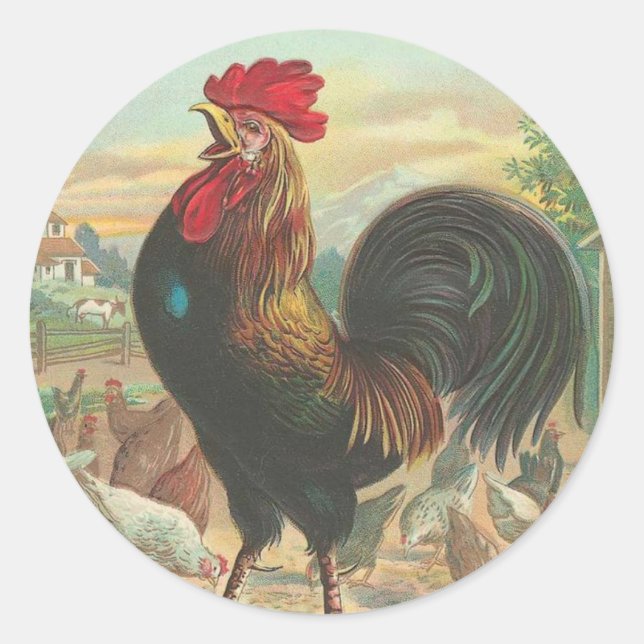 Vintage Hahn Aufkleber (Vorderseite)