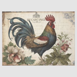 Vintage-Hahn-Dekoupage Seidenpapier