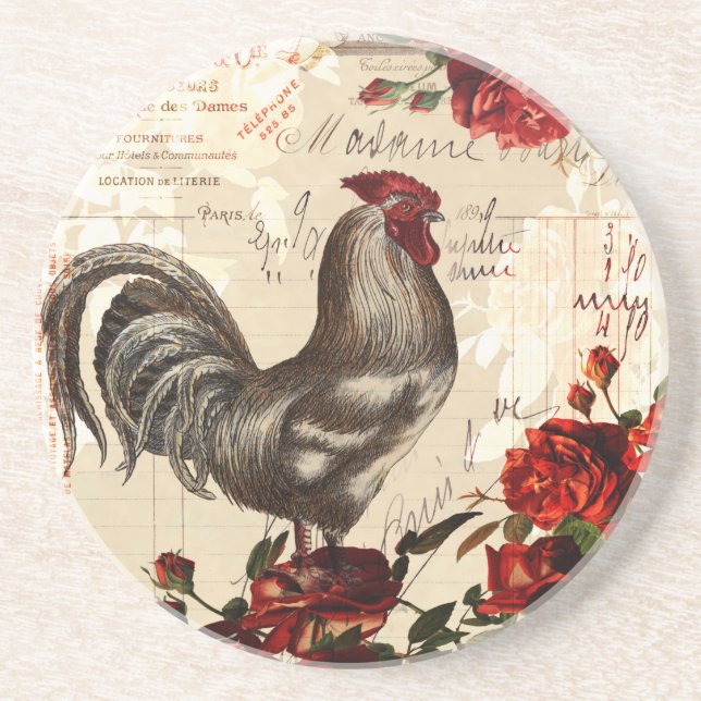 Vintage Hahn Ephemera Untersetzer (Vorne)
