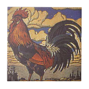 Vintage-Hahn-Farm-Retro-Land-Illustration Fliese