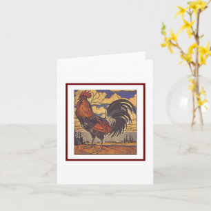 Vintage-Hahn-Farm-Retro-Land-Illustration Karte
